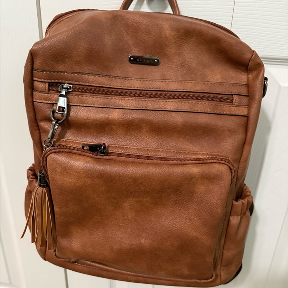 Stylish Tan Leather Backpack - Picture 1 of 5
